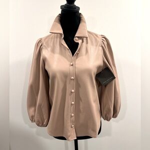 NWT‼️Marc New York Vegan Leather Blouse -Blush XS